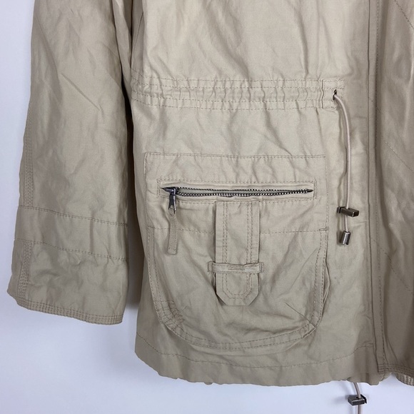 Chicos Cotton Metallic Blend Long Sleeve Field Jacket Utility Coat - Picture 11 of 16